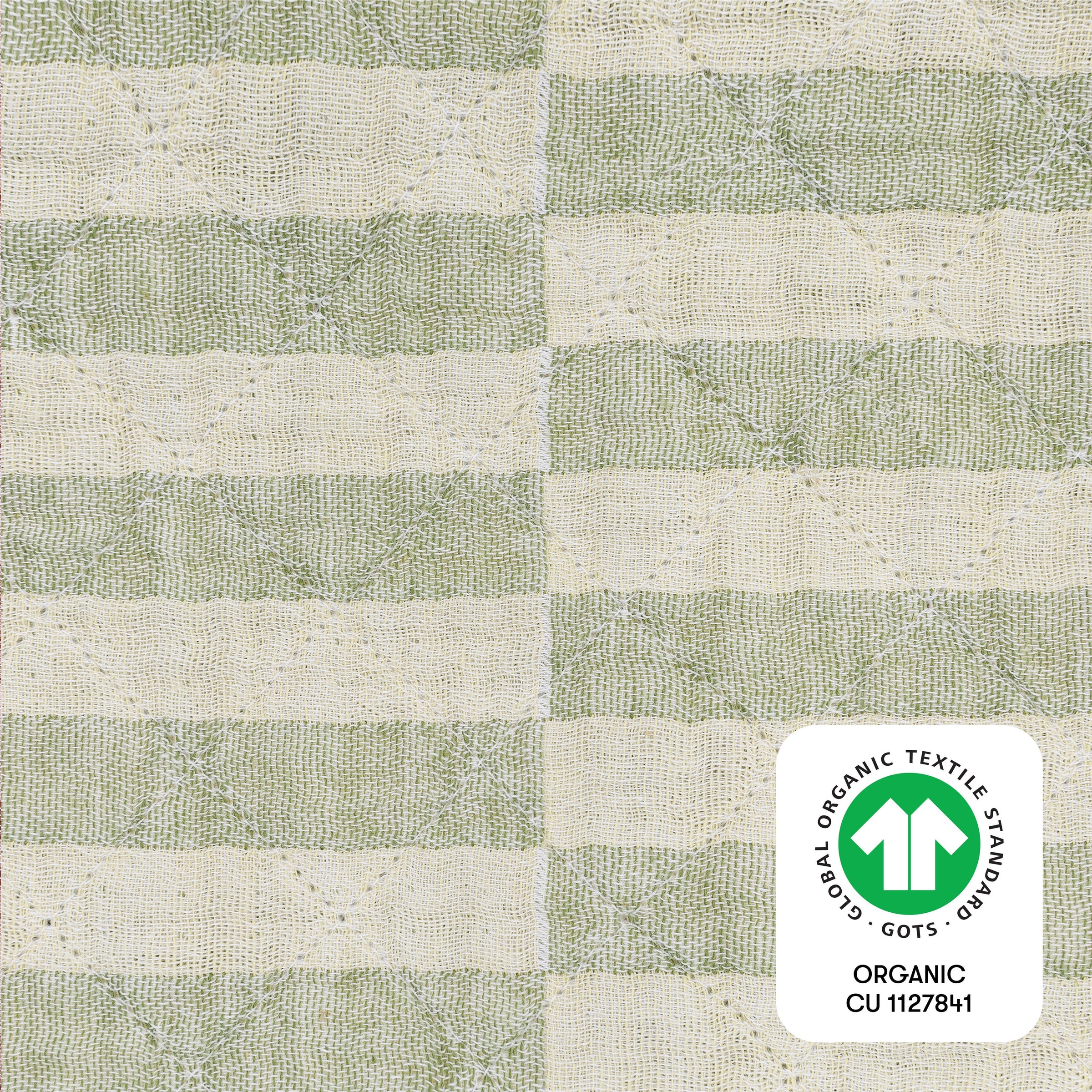 T30537,Moss Stripe Quilted Muslin Changing Pad Cover in GOTS Certified Organic Cotton