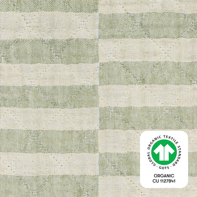 T30537,Moss Stripe Quilted Muslin Changing Pad Cover in GOTS Certified Organic Cotton