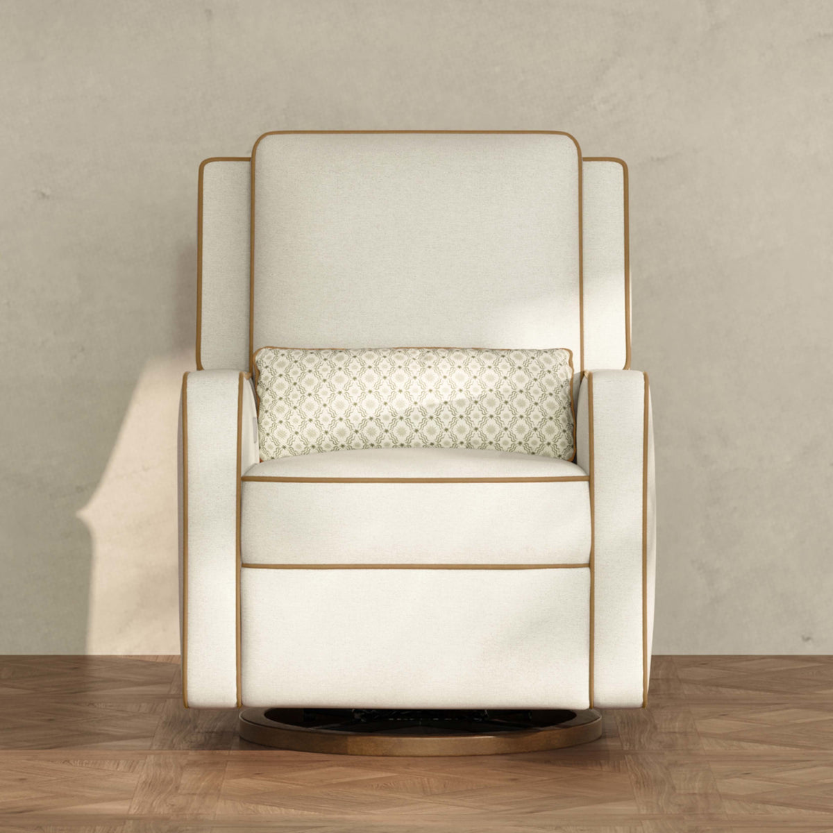 M23085PCMTB,Nate Berkus x Babyletto Sigi Power Recliner in Performance Cream Linen w/ Toffee Base