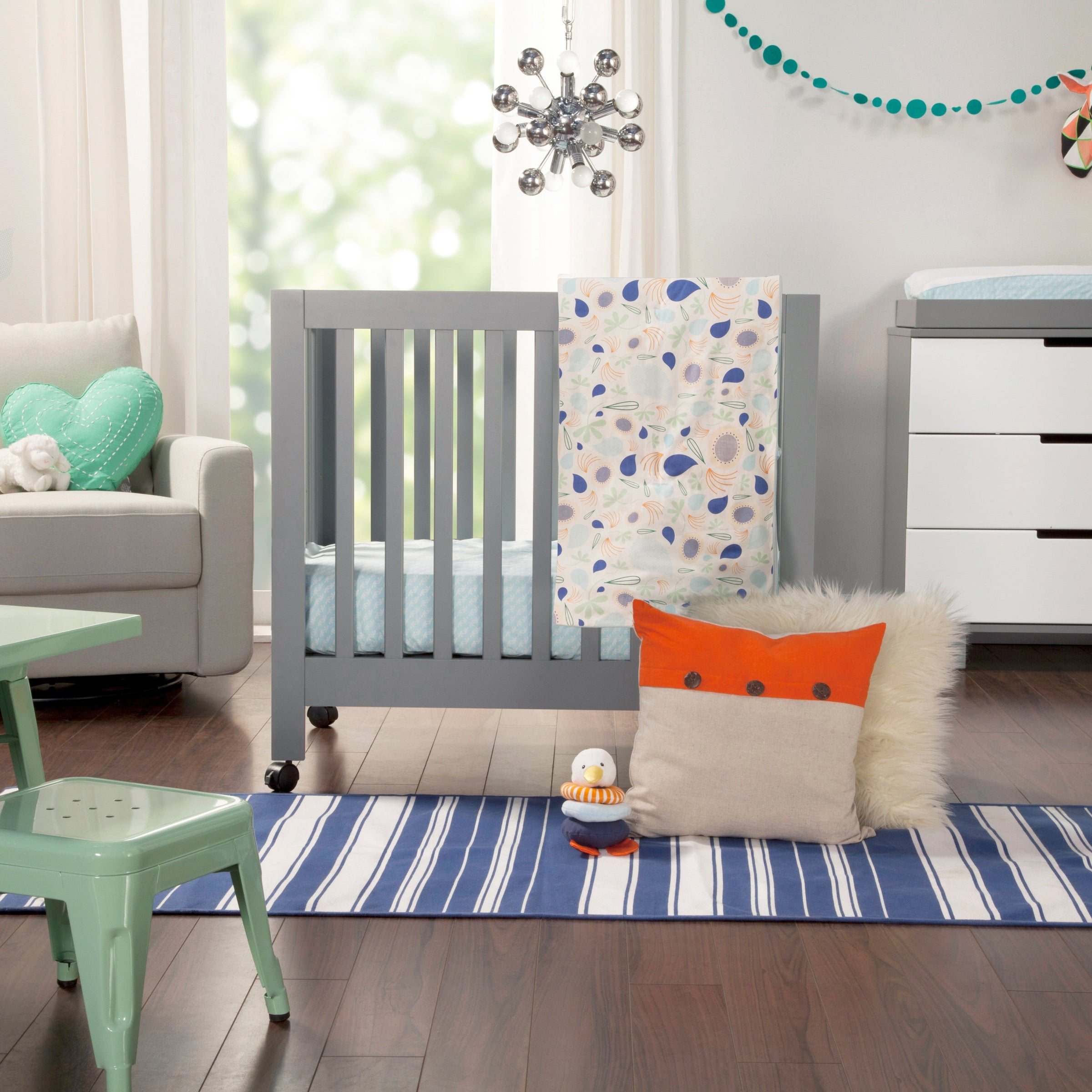 M6698G,Origami Mini Crib in Grey Finish
