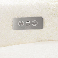 M23085CMSGLB,Sigi Glider Recliner w/ Electronic Control and USB in Cream Shearling w/Light Wood Base