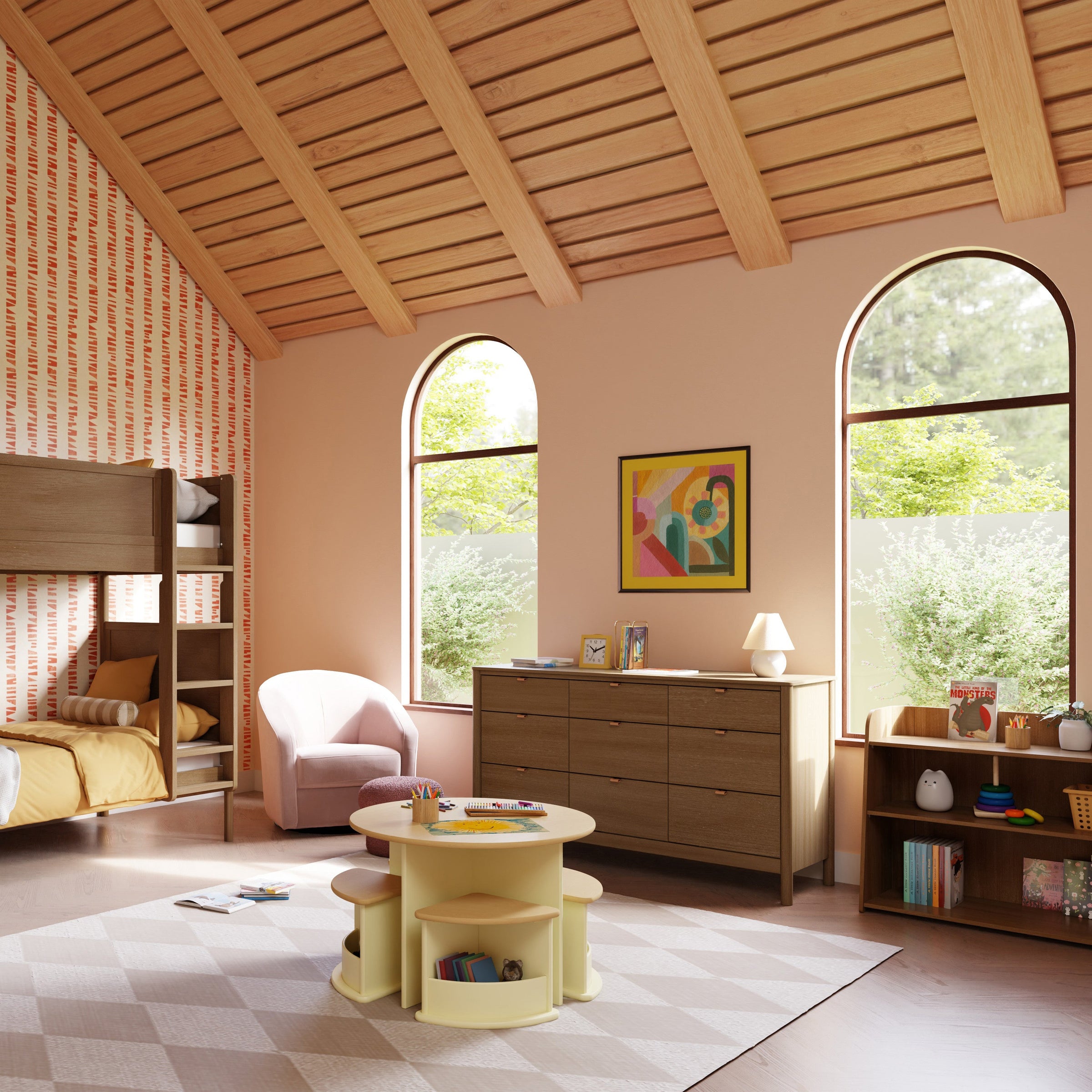 M32211NL,Melo Montessori-Inspired Bookcase in Natural Walnut