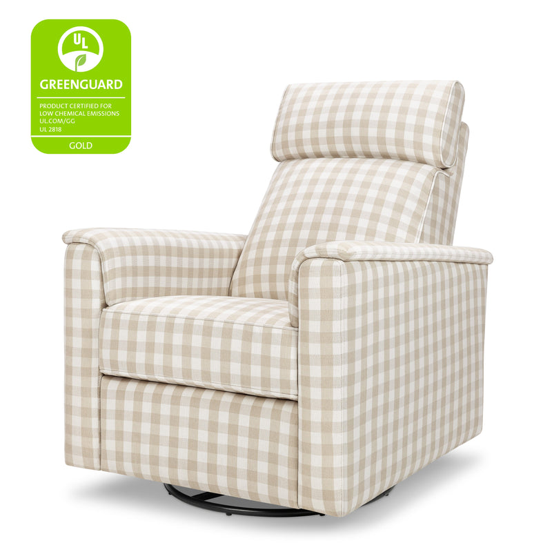 M17182TGH,Willa Pro Power Glider Recliner w/ Power Lumbar in Tan Gingham
