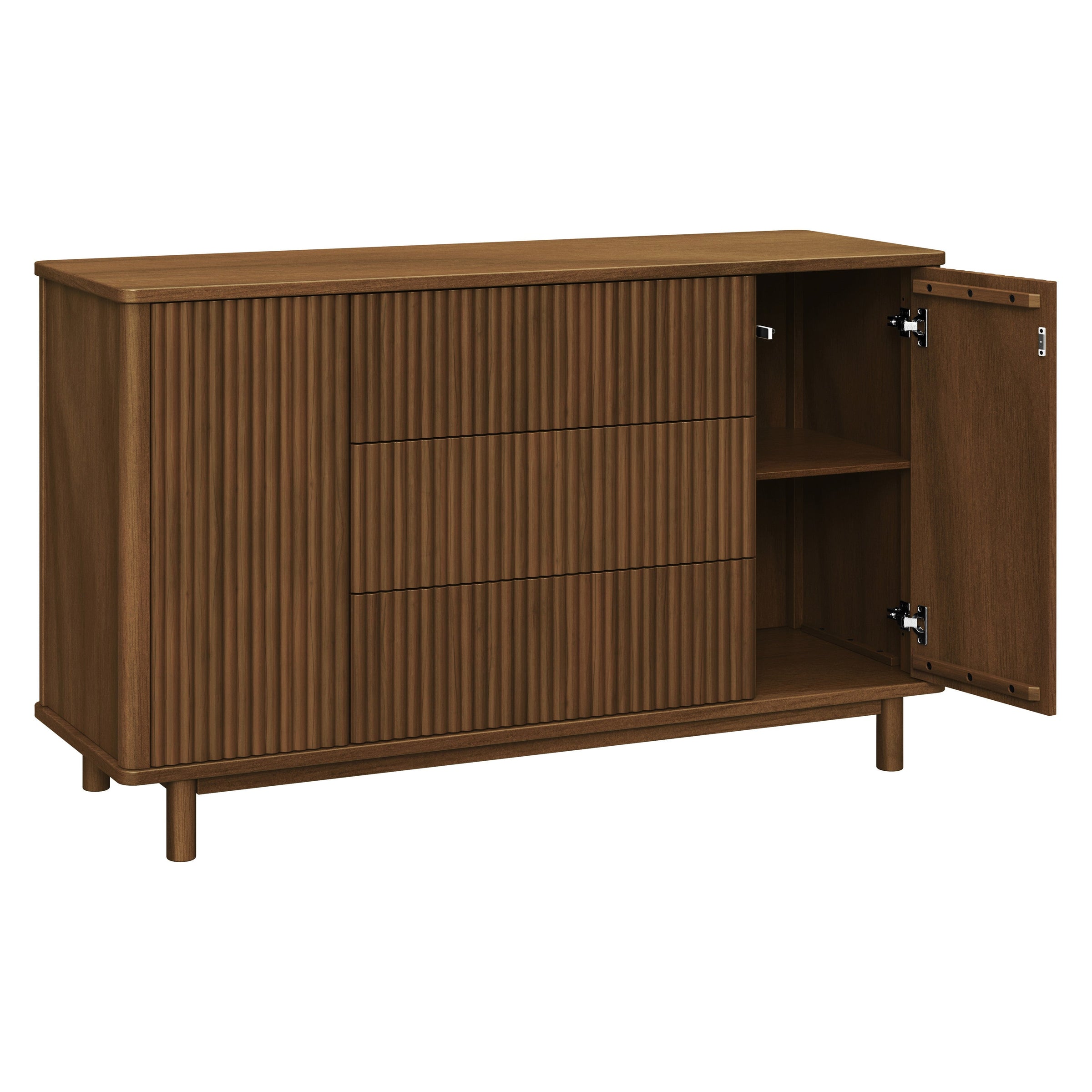 M29816NL,Pogo Tambour Assembled Dresser in Natural Walnut