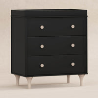 M9023BNX,Lolly 3-Drawer Changer Dresser w/Removable Changing Tray in Black/Washed Natural