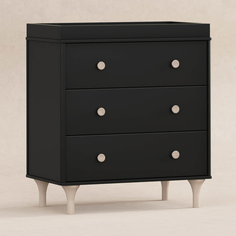 M9023BNX,Lolly 3-Drawer Changer Dresser w/Removable Changing Tray in Black/Washed Natural