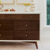M15916RWNL,Palma 7-Drawer Double Dresser  Assembled in Warm White w/Natural Walnut