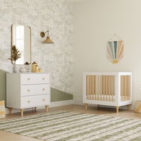 M9098WN,Lolly 4-in-1 Convertible Mini Crib and Twin Bed w/Toddler Bed Conversion Kit in White/Natural