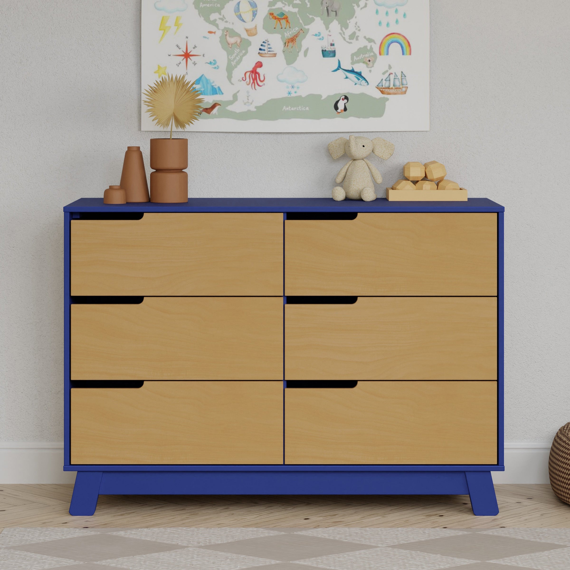 M4216CBTHY,Hudson 6-Drawer Double Dresser  Assembled in Cobalt and Honey