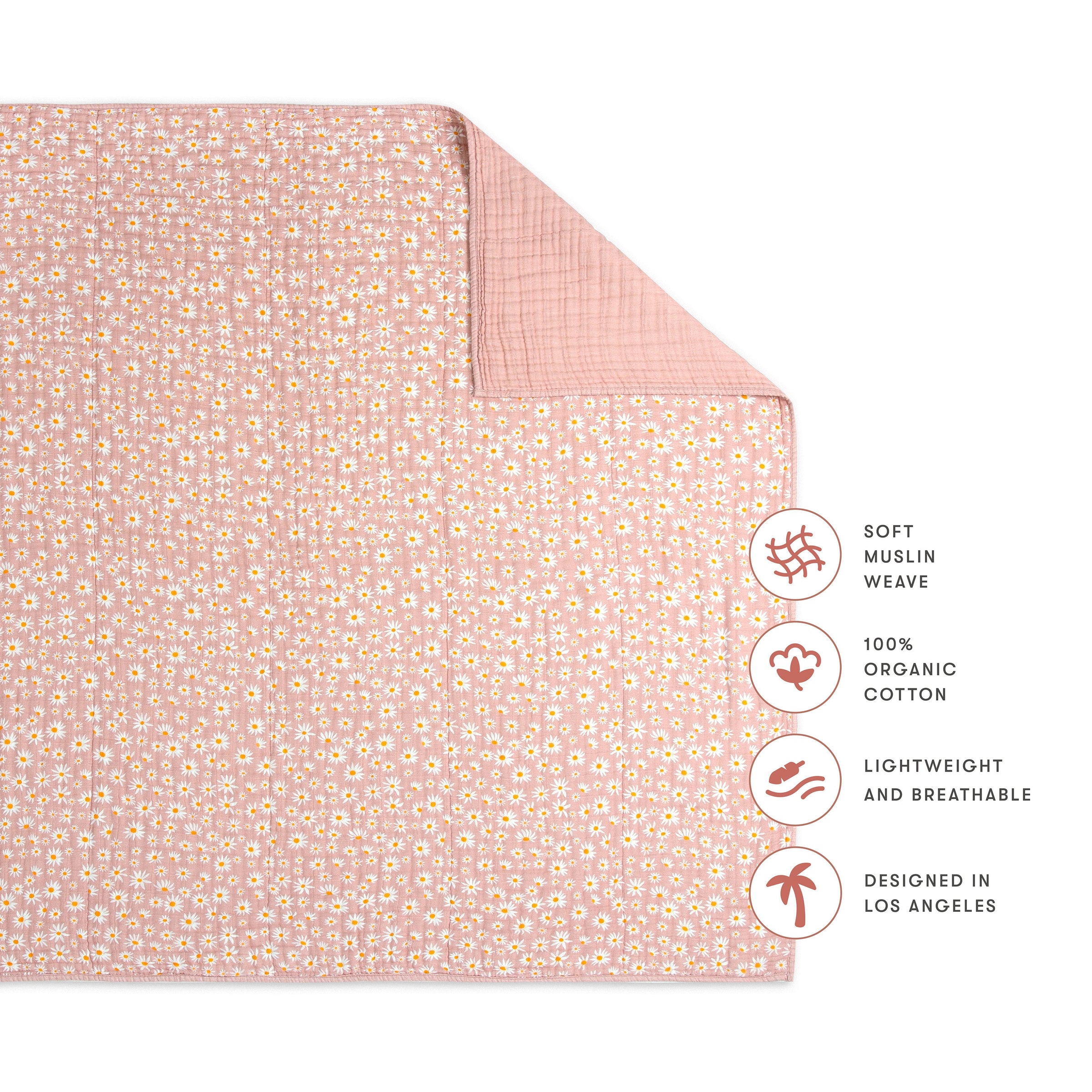 T28039,Daisy Muslin Quilt in GOTS Certified Organic Cotton