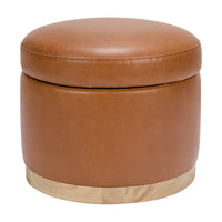 M22885TANLB,Naka Storage Ottoman in Vegan Tan Leather w/ Light Wood Base