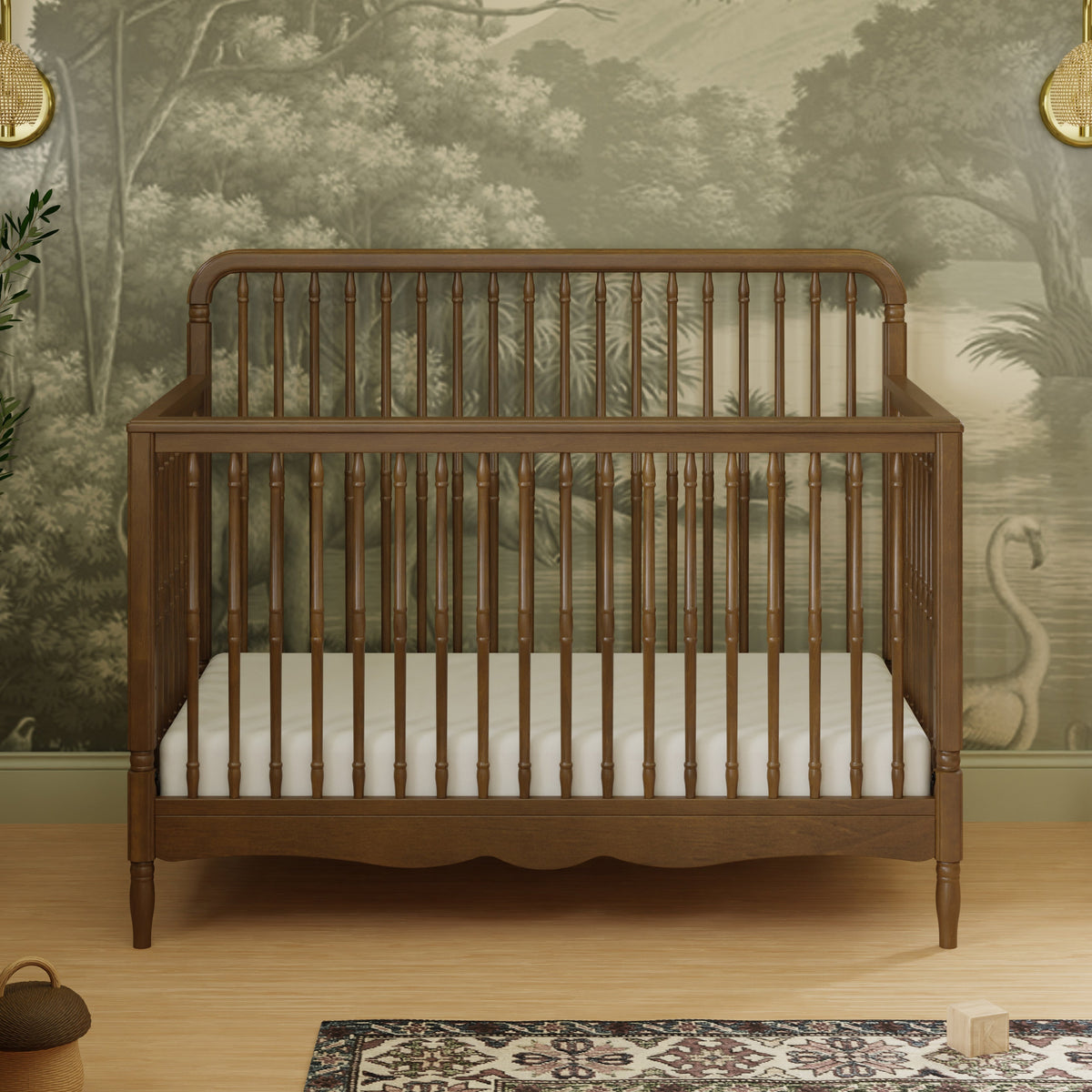 M7141NL,Liberty 4-in-1 Convertible Spindle Crib in Natural Walnut
