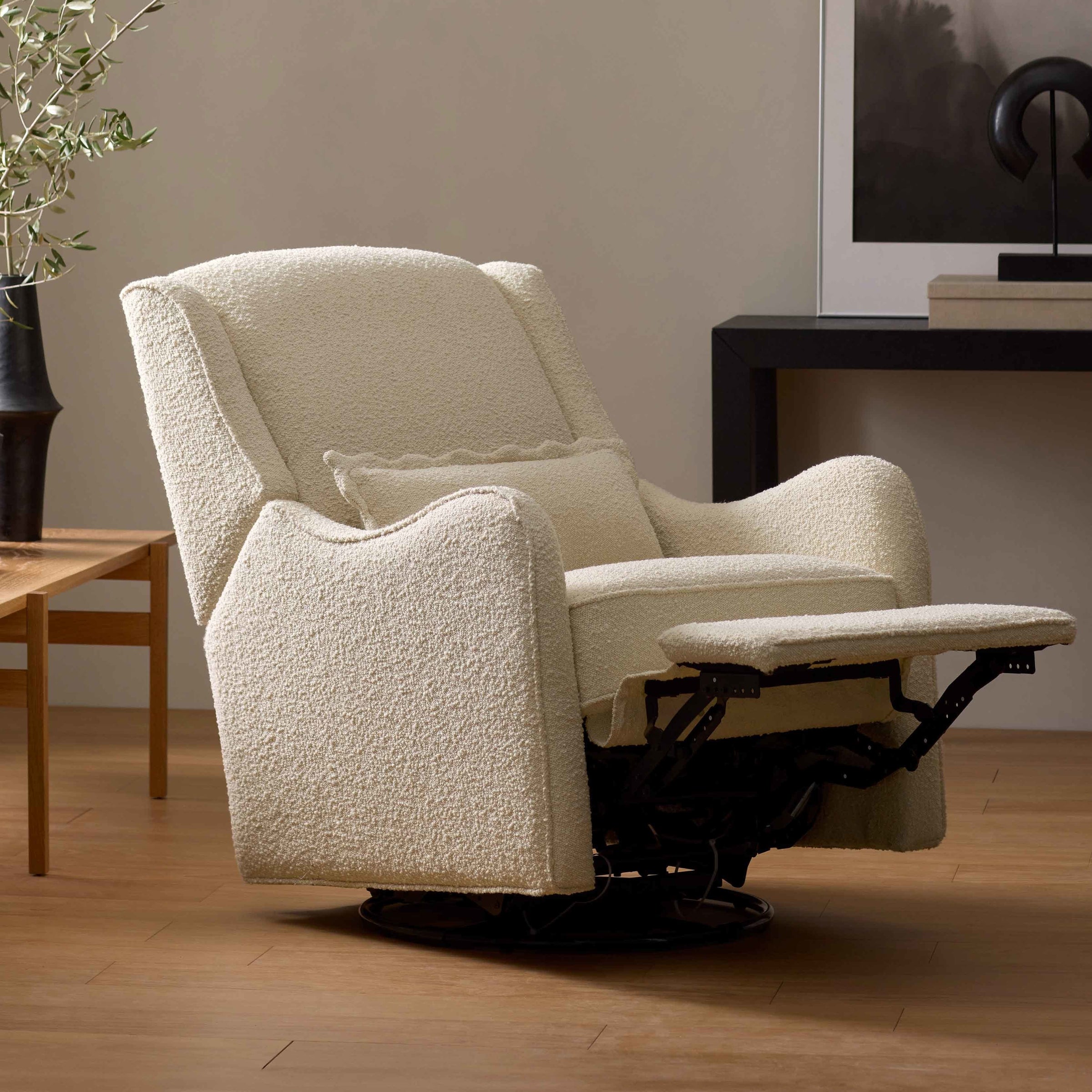 M27787WB,Devon Recliner and Swivel Glider in Ivory Boucle