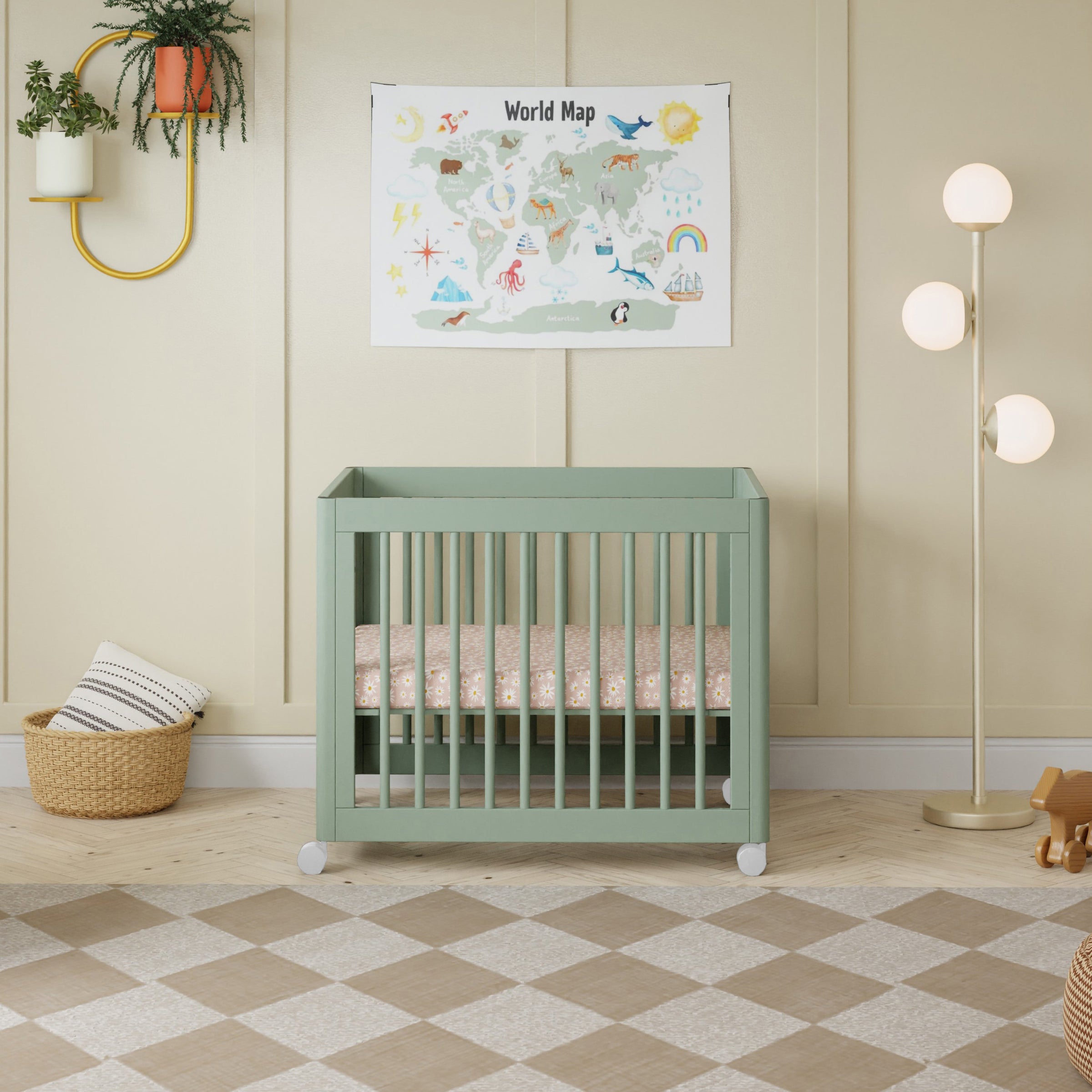 M23401LS,Yuzu 8-in-1 Convertible Crib w/All-Stages Conversion Kits in Light Sage