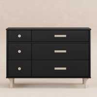 M9016BNX,Lolly 6-Drawer Double Dresser  Assembled in Black/Washed natural