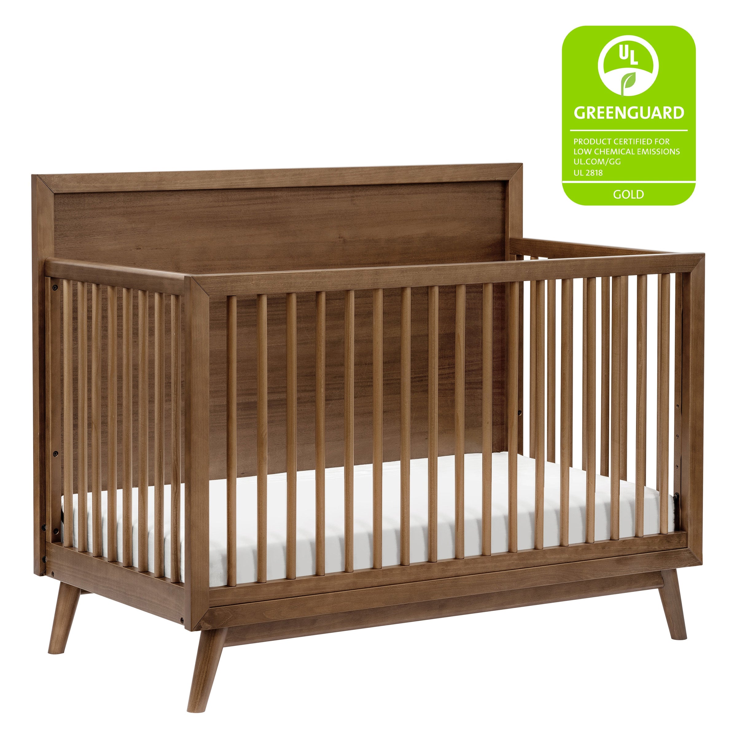 M15901NL,Palma Mid-Century 4-in-1 Convertible Crib w/Toddler Bed Conversion in Natural Walnut