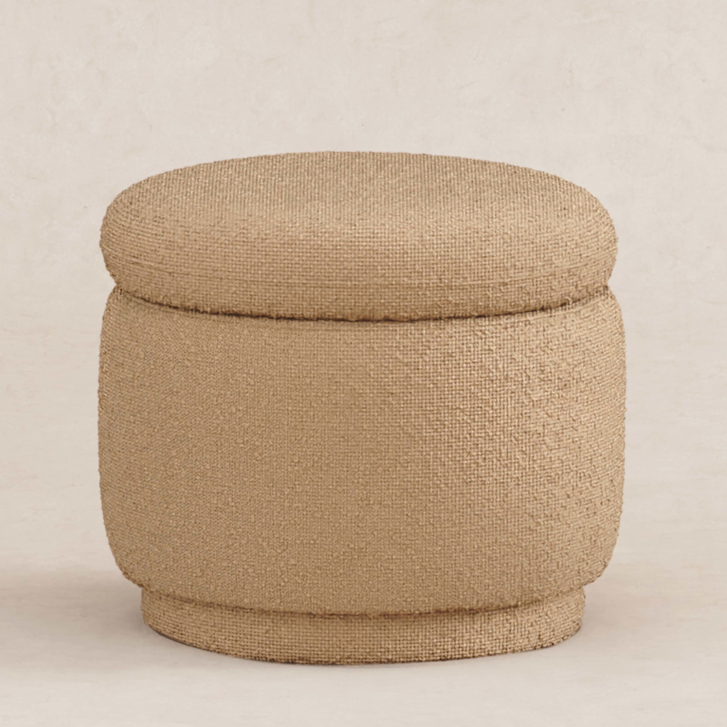 M22985SAB,Enoki Storage Ottoman in Sand Boucle