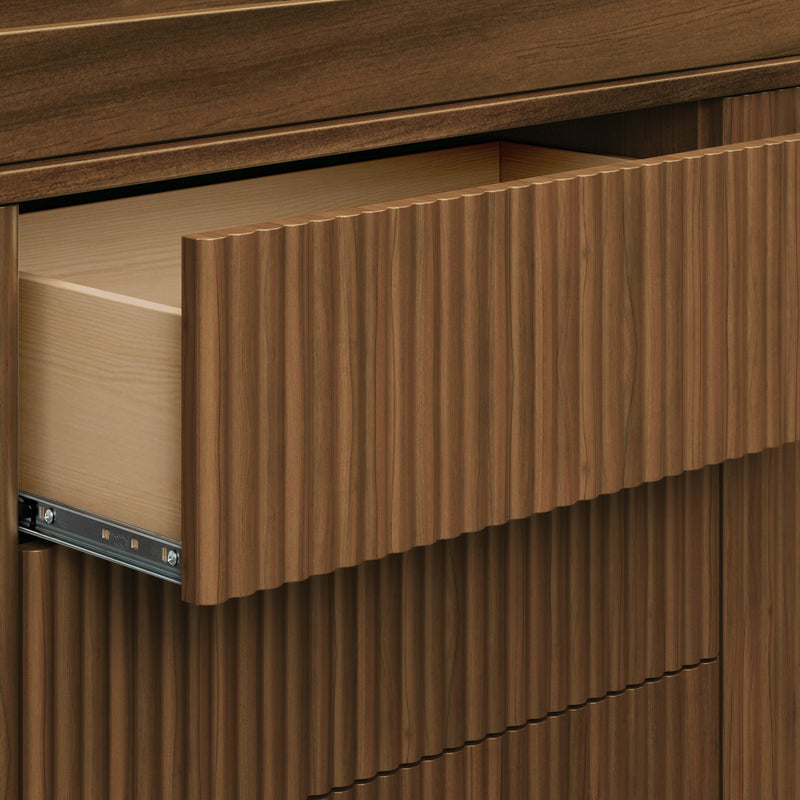 M29816NL,Pogo Tambour Assembled Dresser in Natural Walnut