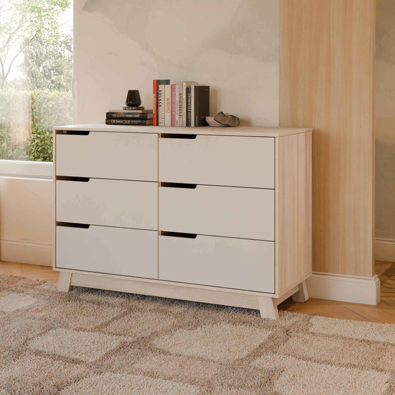 M4216NXW,Hudson 6-Drawer Double Dresser  Assembled in Washed Natural and White