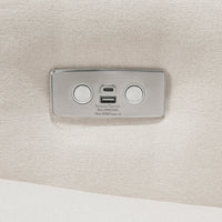 M23085PCMEWLB,Sigi Glider Recliner w/ Electronic Control and USB in Performance Cream Eco-Weave w/Light wood base