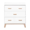 M5823WNX,Scoot 3-Drawer Changer Dresser in White/Washed Natural Finish