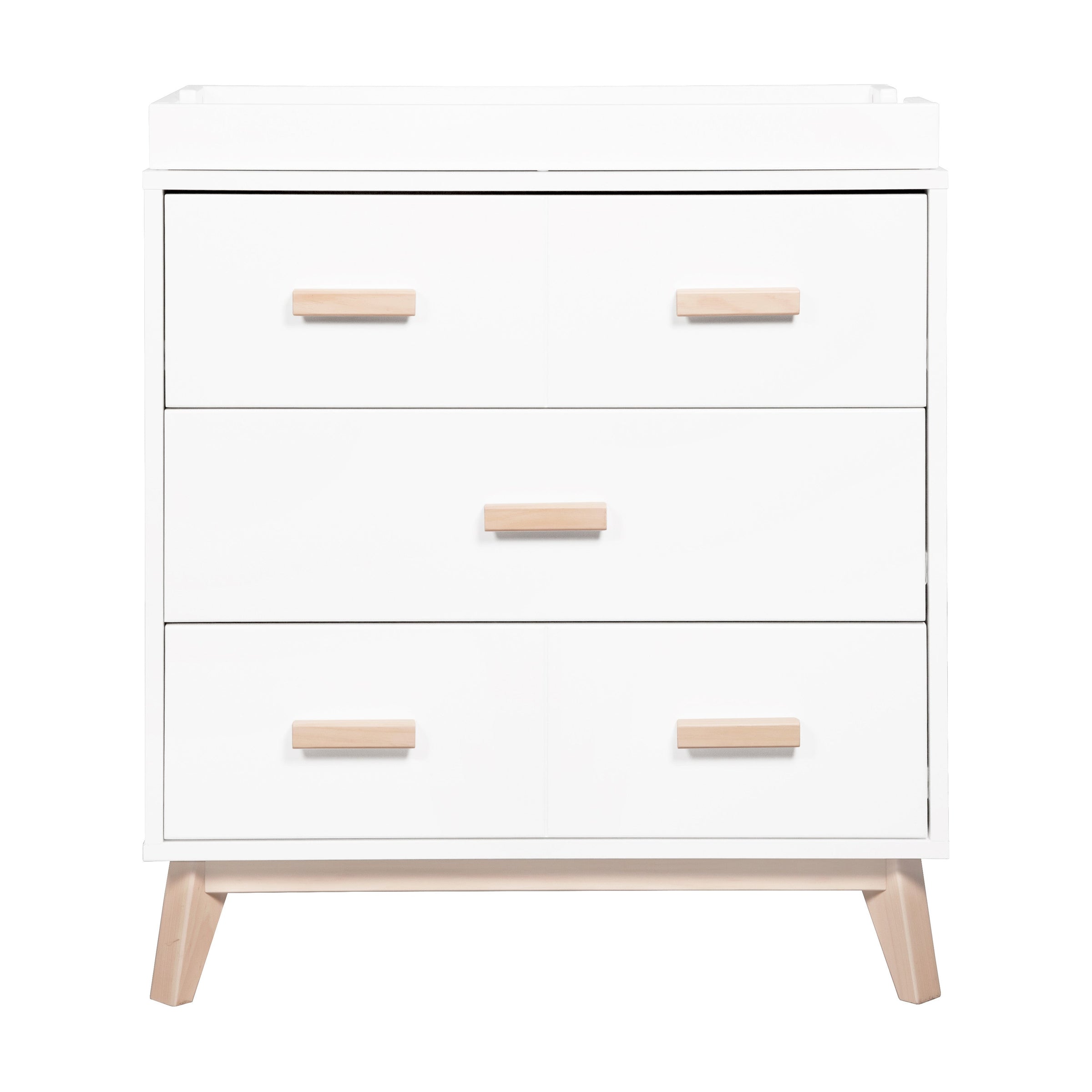 M5823WNX,Scoot 3-Drawer Changer Dresser in White/Washed Natural Finish