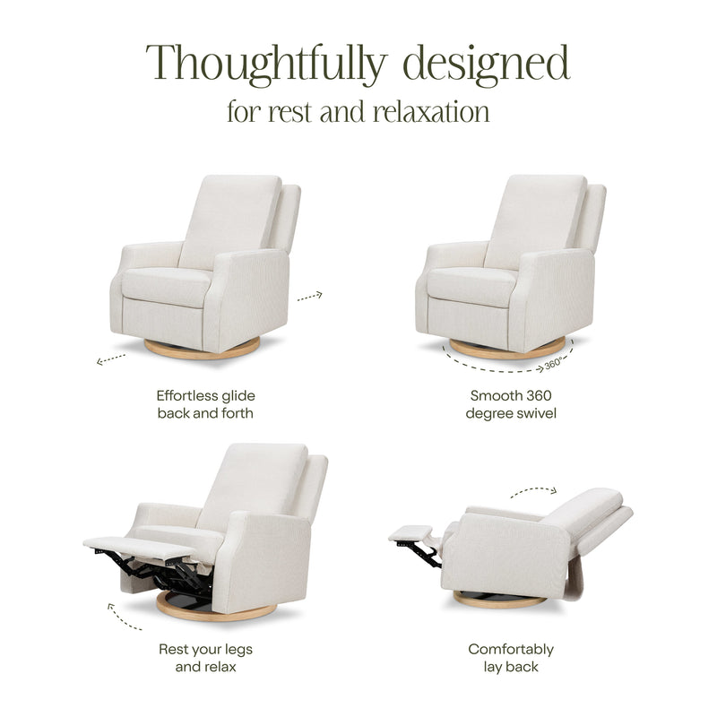 M22287FCSLB,Crewe Recliner and Swivel Glider in Fog Chatham Stripe Performance Eco-Weave w/LB