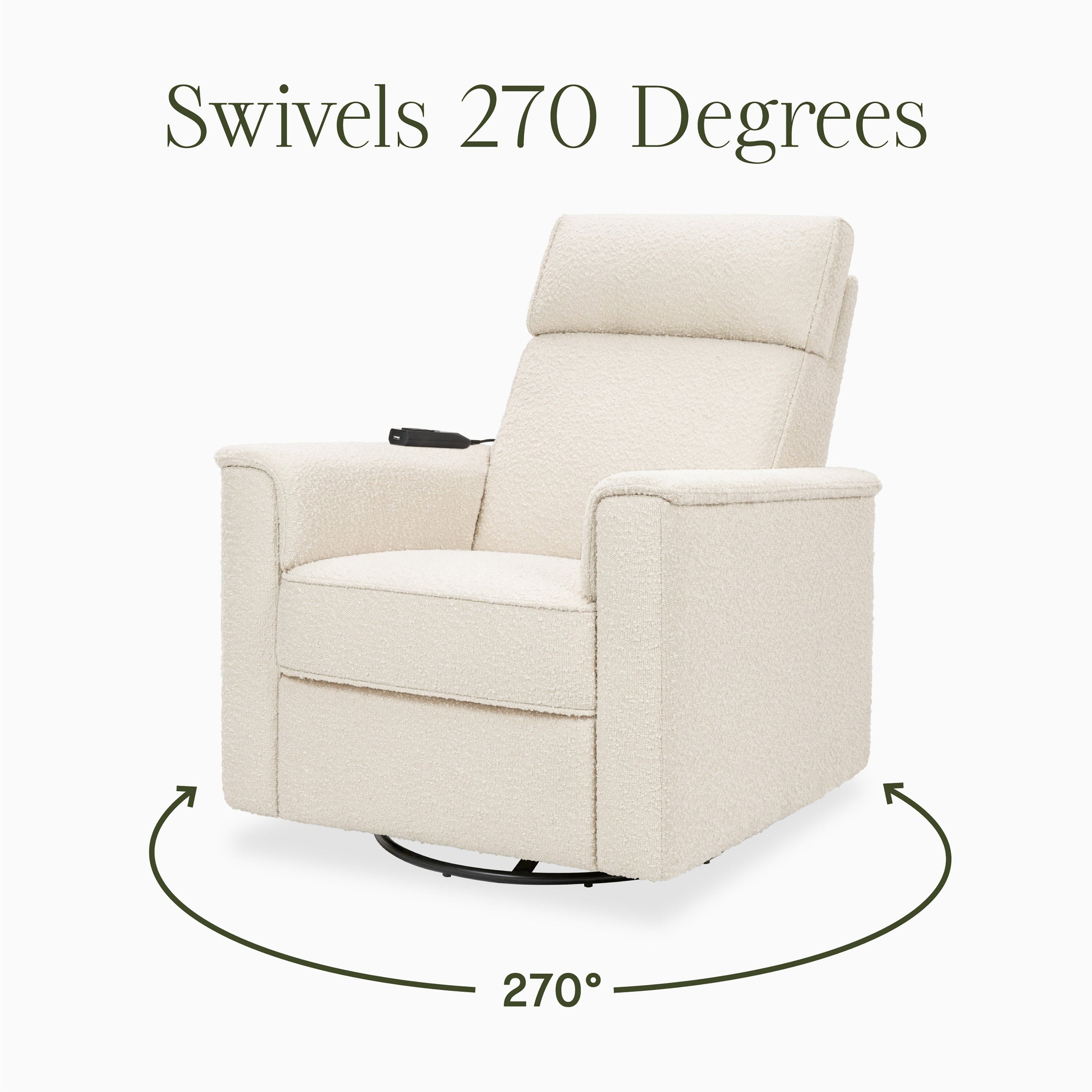 M17183PWB,Willa Deluxe Power Glider Recliner w/Heat&Massage in Performance Ivory Boucle