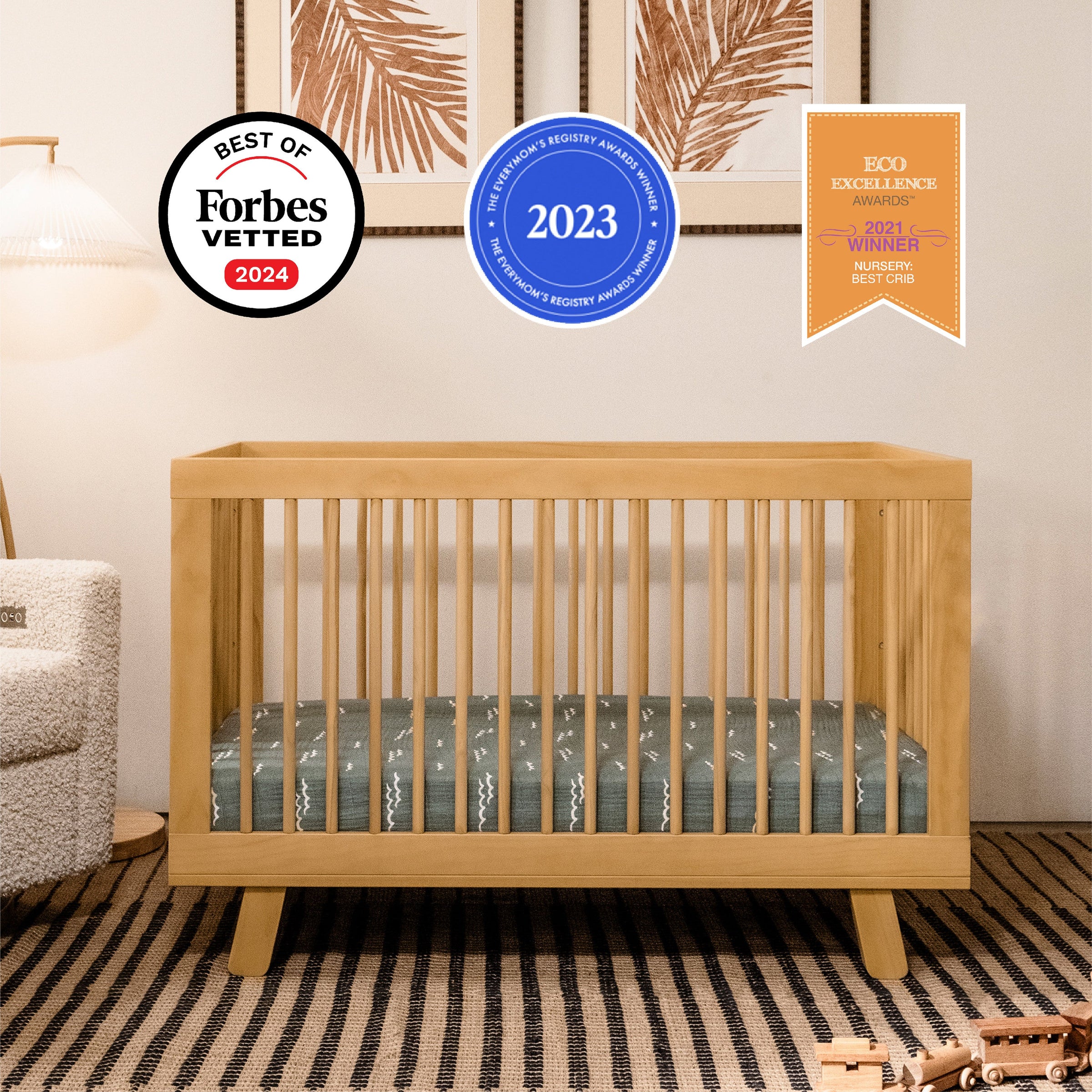 M4201HY,Hudson 3-in-1 Convertible Crib w/Toddler Bed Conversion Kit in Honey Finish