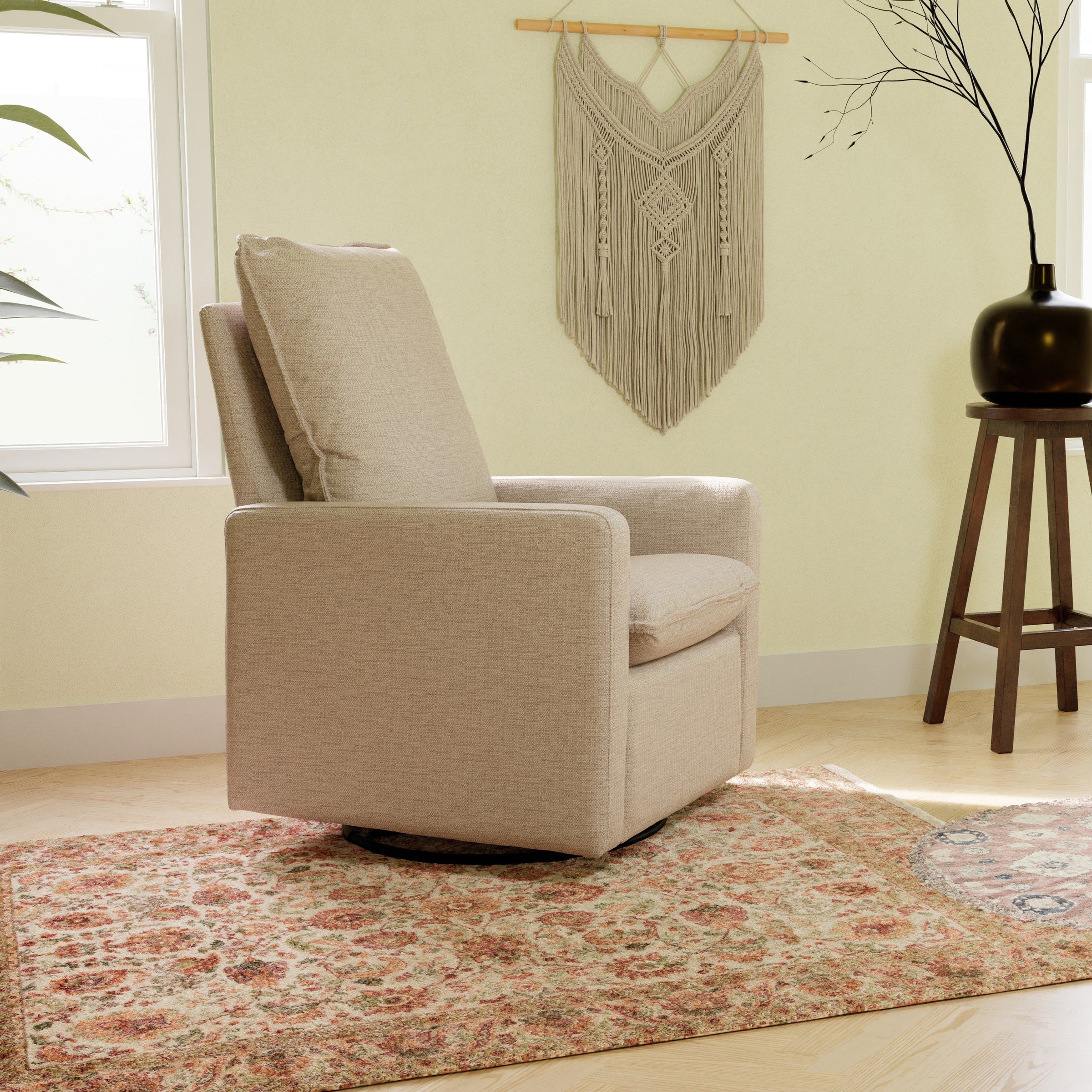 M20987PBEW,Cali Pillowback Swivel Glider in Performance Beach Eco-Weave