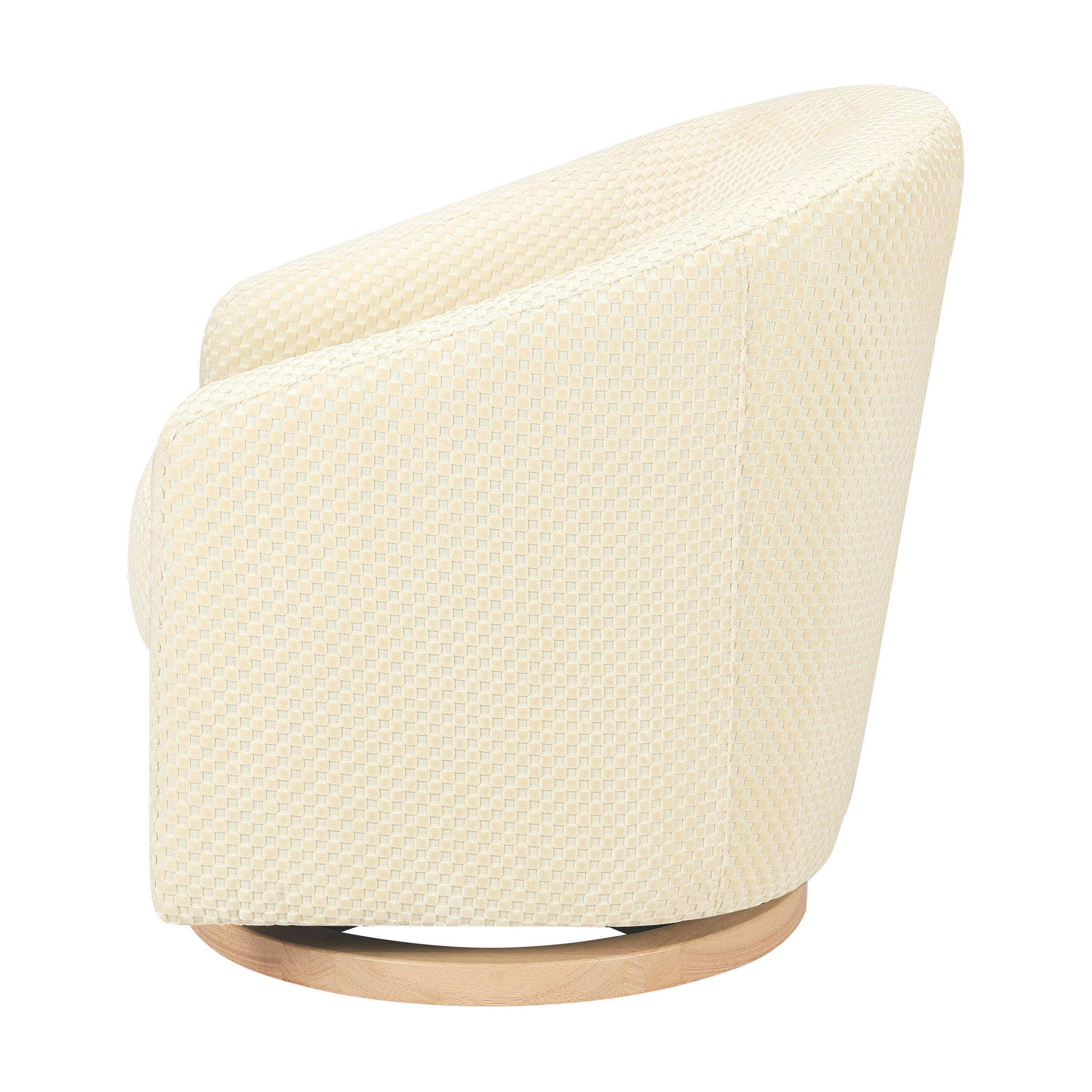M5887IVCL,Madison Swivel Glider in Ivory Velvet Checker w/ Light Wood Base