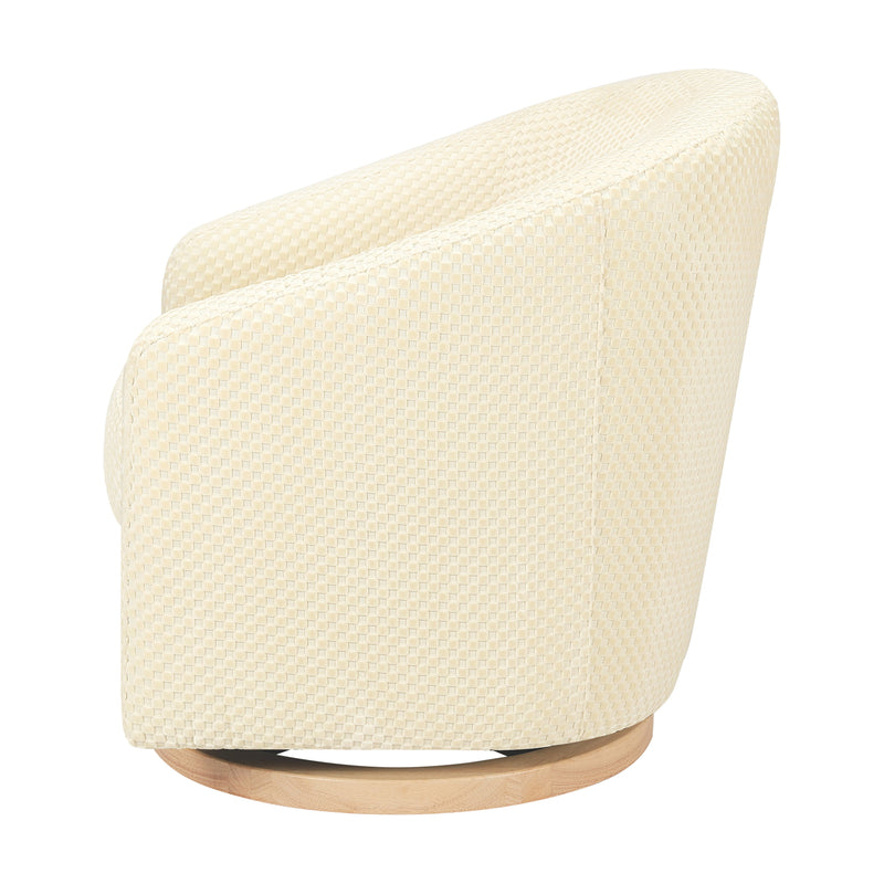 M5887IVCL,Madison Swivel Glider in Ivory Velvet Checker w/ Light Wood Base