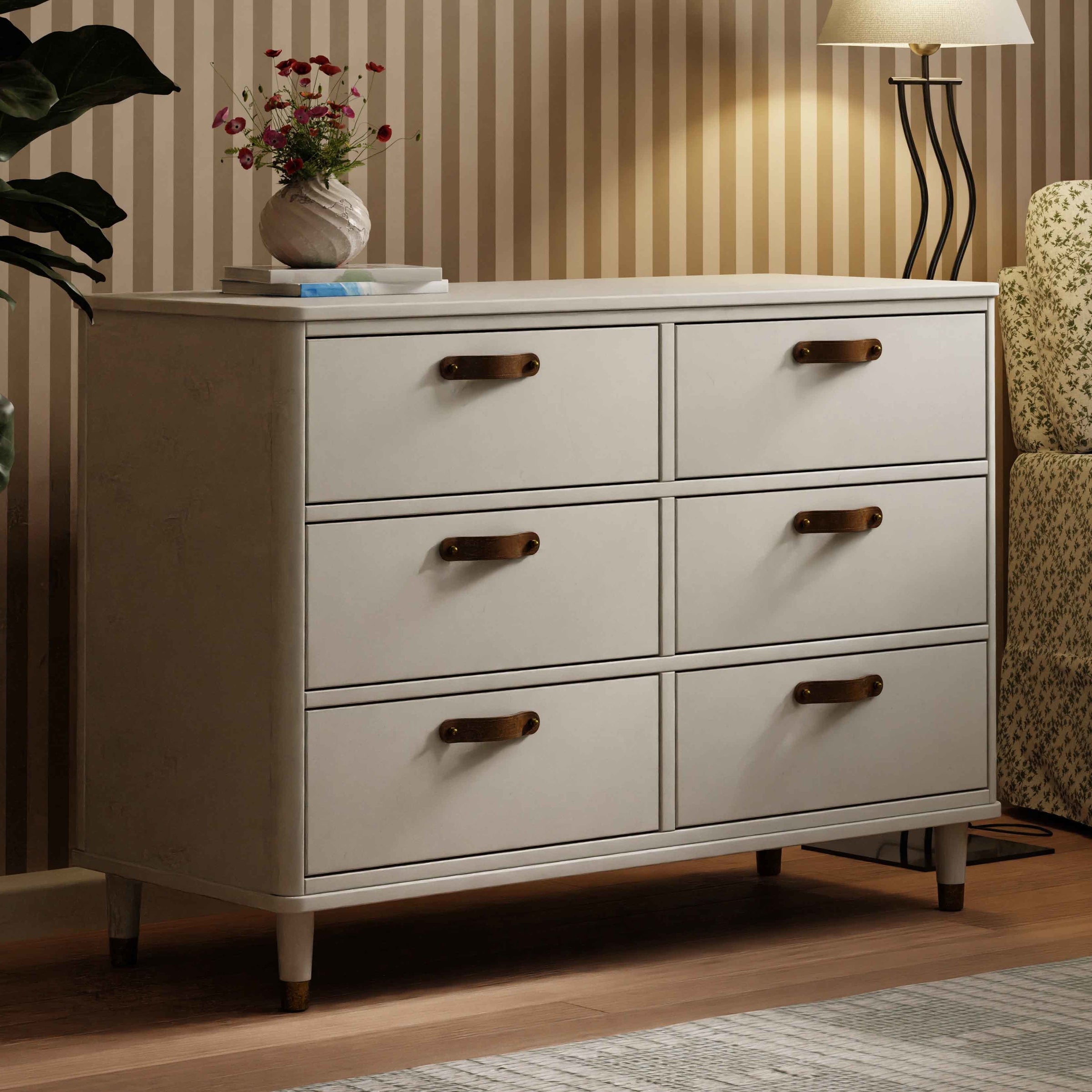 B14316RW,Tanner 6-Drawer Dresser in Warm White