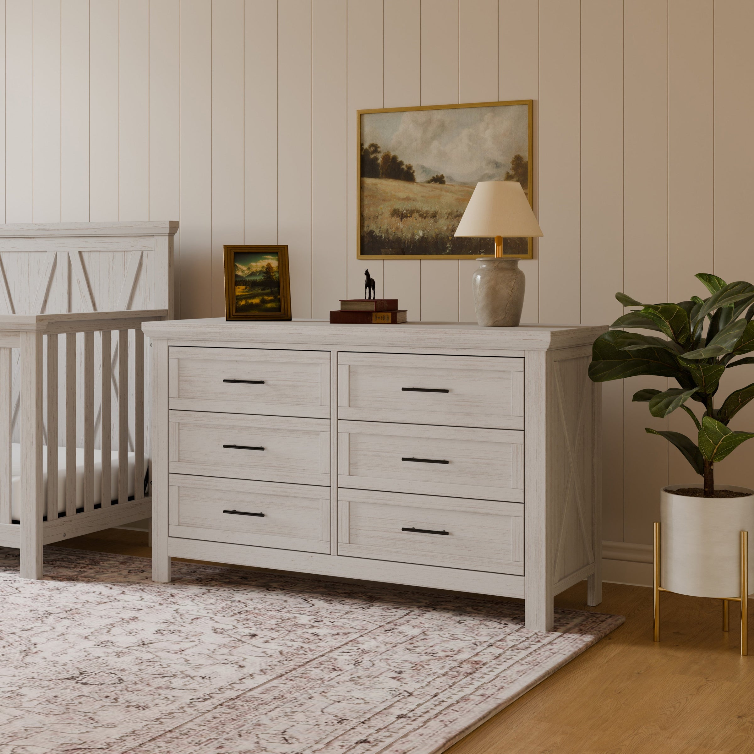 B14516WDF,Emory Farmhouse 6-Drawer Dresser in White Driftwood