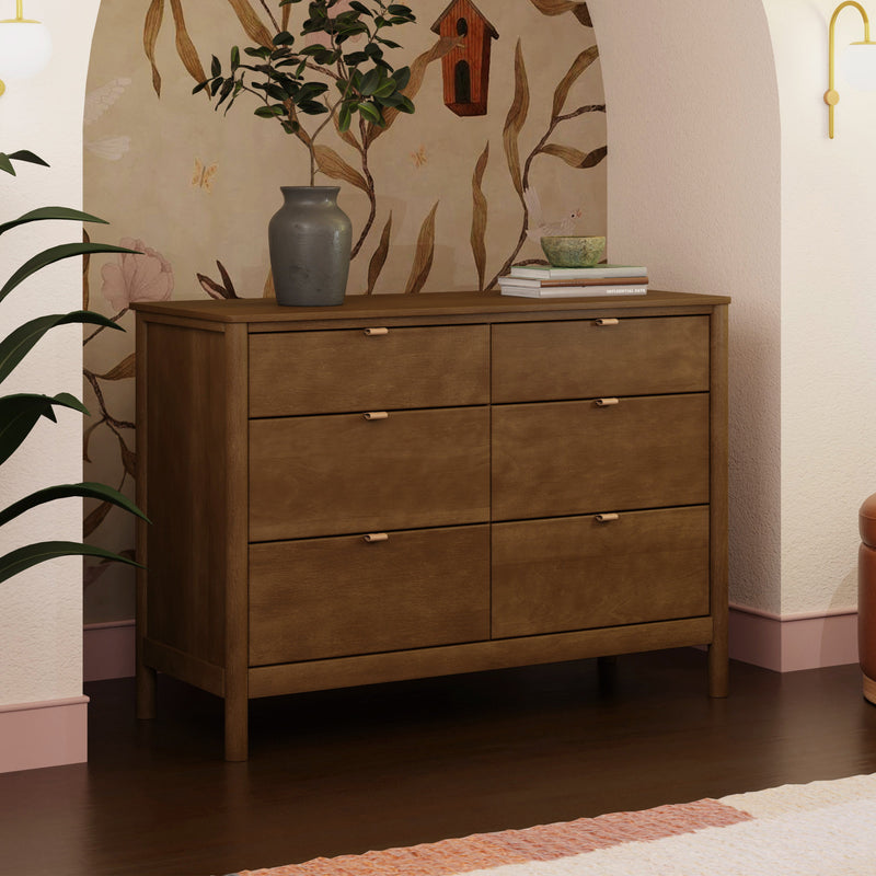 M25616NL,Bondi 6-Drawer Assembled Dresser in Natural Walnut