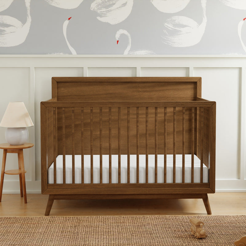 M15901NL,Palma Mid-Century 4-in-1 Convertible Crib w/Toddler Bed Conversion in Natural Walnut