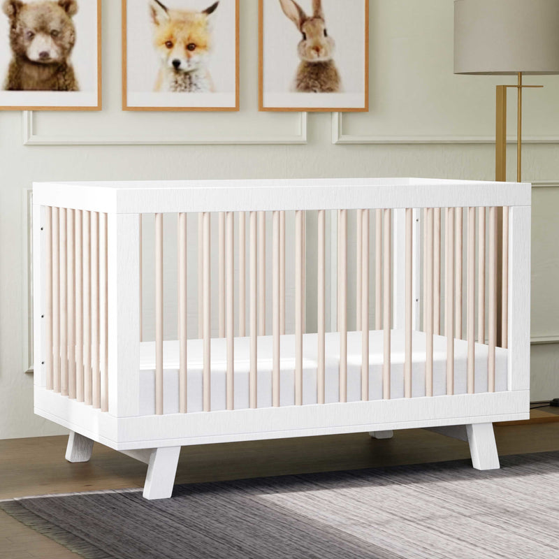 M4201WNX,Hudson 3-in-1 Convertible Crib w/ToddlerBedConversion Kit in White/Washed Natural