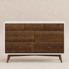 M15916RWNL,Palma 7-Drawer Double Dresser  Assembled in Warm White w/Natural Walnut