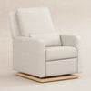 M23085WBLB,Sigi Glider Recliner w/ Electronic Control and USB in Ivory Boucle w/ Light Wood Base