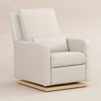 M23085WBLB,Sigi Glider Recliner w/ Electronic Control and USB in Ivory Boucle w/Light Wood Base