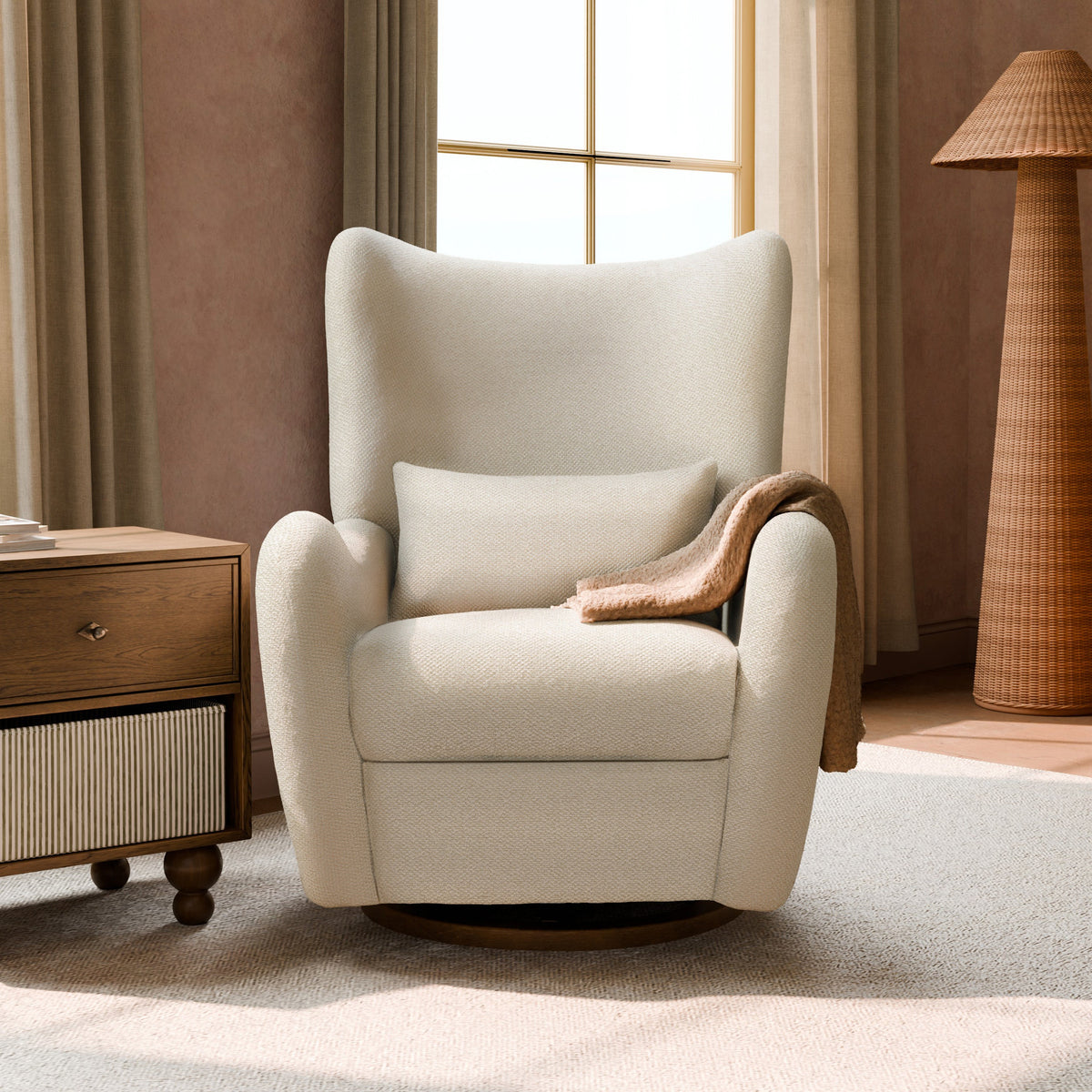 M34288PSWTB,Nate Berkus x Babyletto Westham Power Recliner in Performance Powder Slub Weave w/Toffee Base