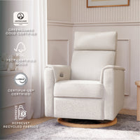 B17186WBLB,Willa Plus Power Glider Recliner w/ Power Headrest in Ivory Boucle with Light Wood Base