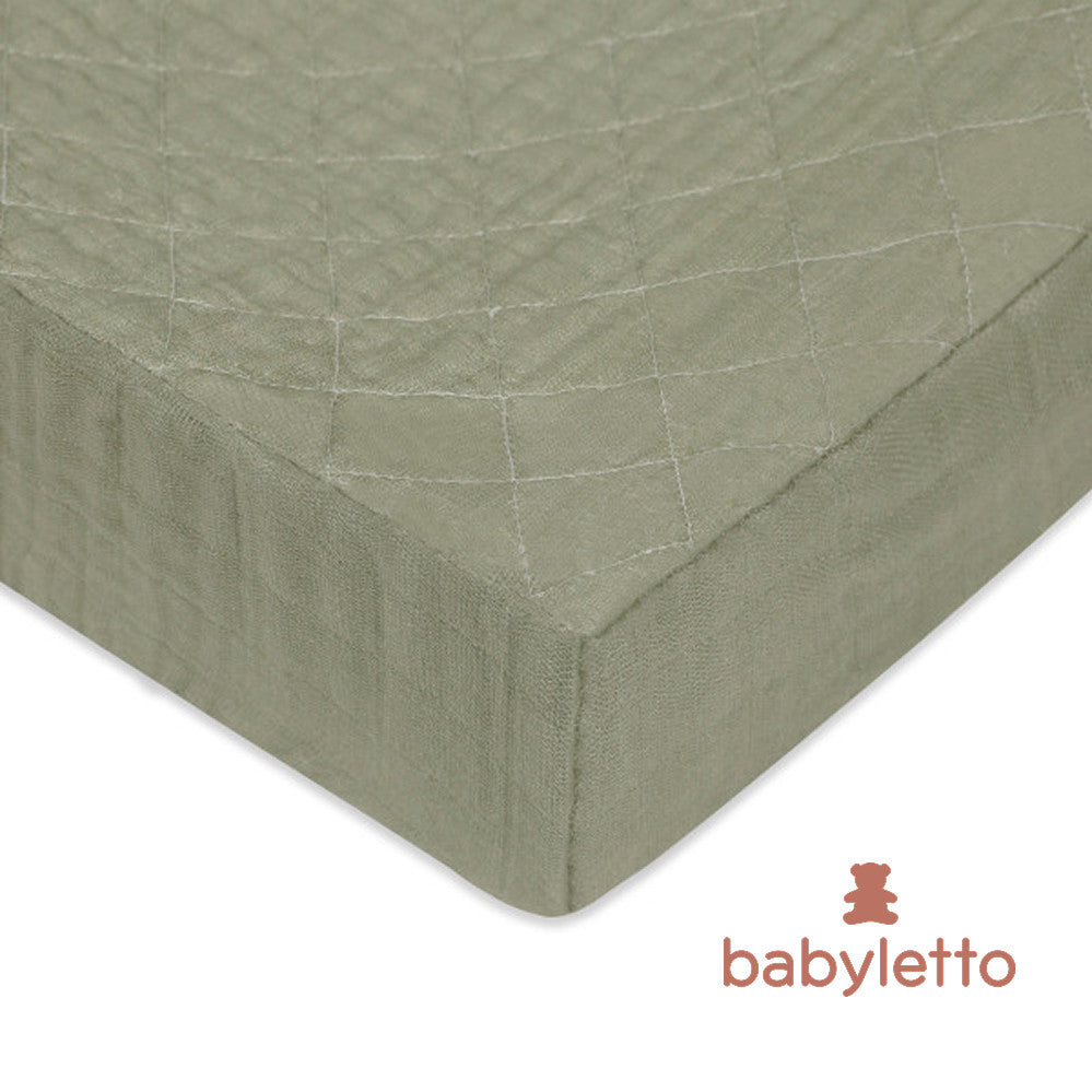 T29735MCA,Matcha Muslin Crib Sheet in GOTS Certified Organic Cotton