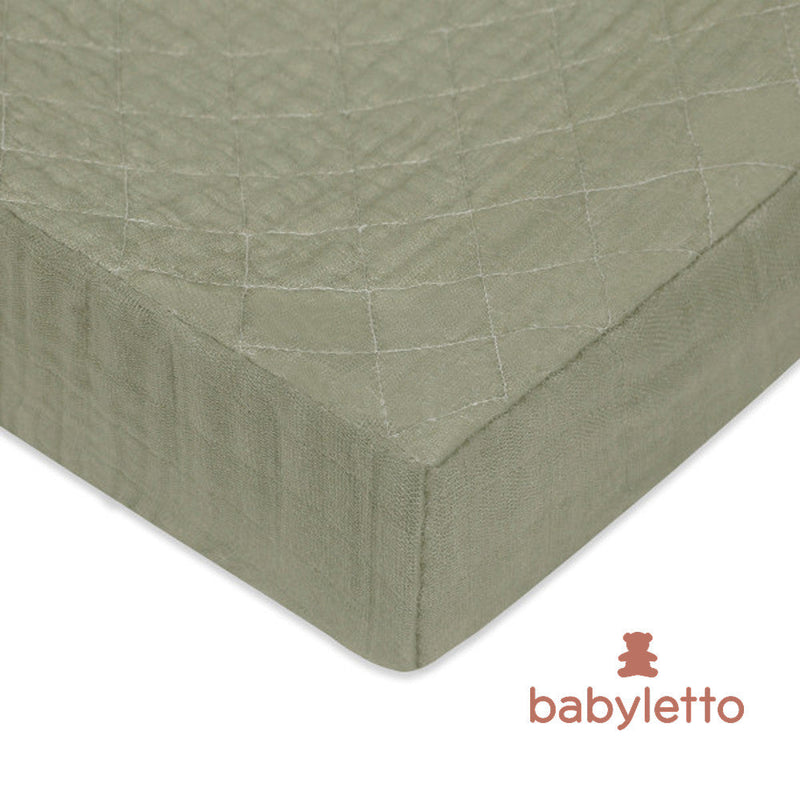 T29735MCA,Matcha Muslin Crib Sheet in GOTS Certified Organic Cotton