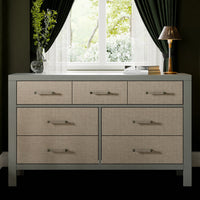 M24816FSPSEW,Eloise 7-Drawer Assembled Dresser in French Sage and Performance Sand Eco-Weave