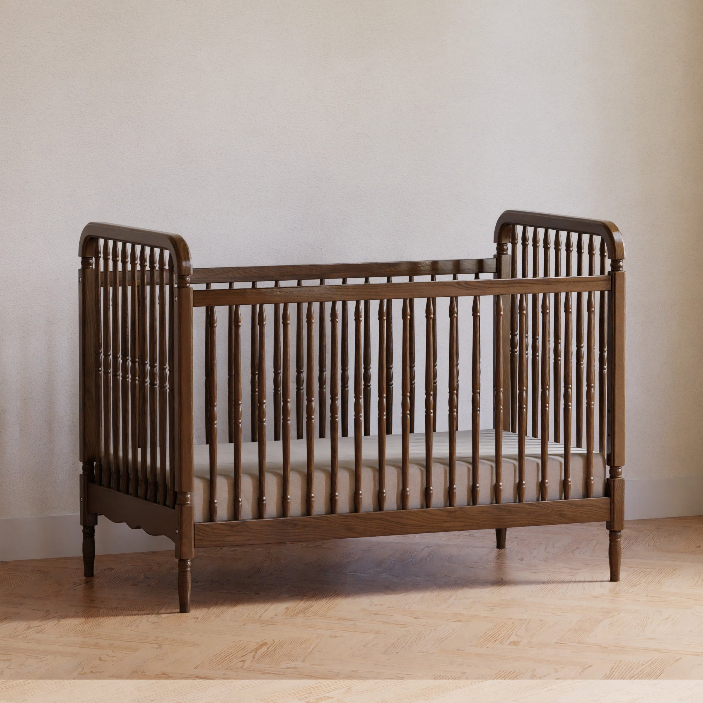 M7101NL,Liberty 3-in-1 Convertible Spindle Crib w/Toddler Bed Conversion Kit in Natural Walnut