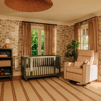 M23082BSCTB,Nate Berkus x Babyletto Sigi Pro Power Recliner in Perf Bronze Stripe Eco-Crossweave w/Toffee Base