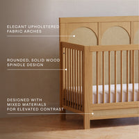 M24801HYPSEW,Eloise 4-in-1 Convertible Crib in Honey & Performance Sand Eco-Weave