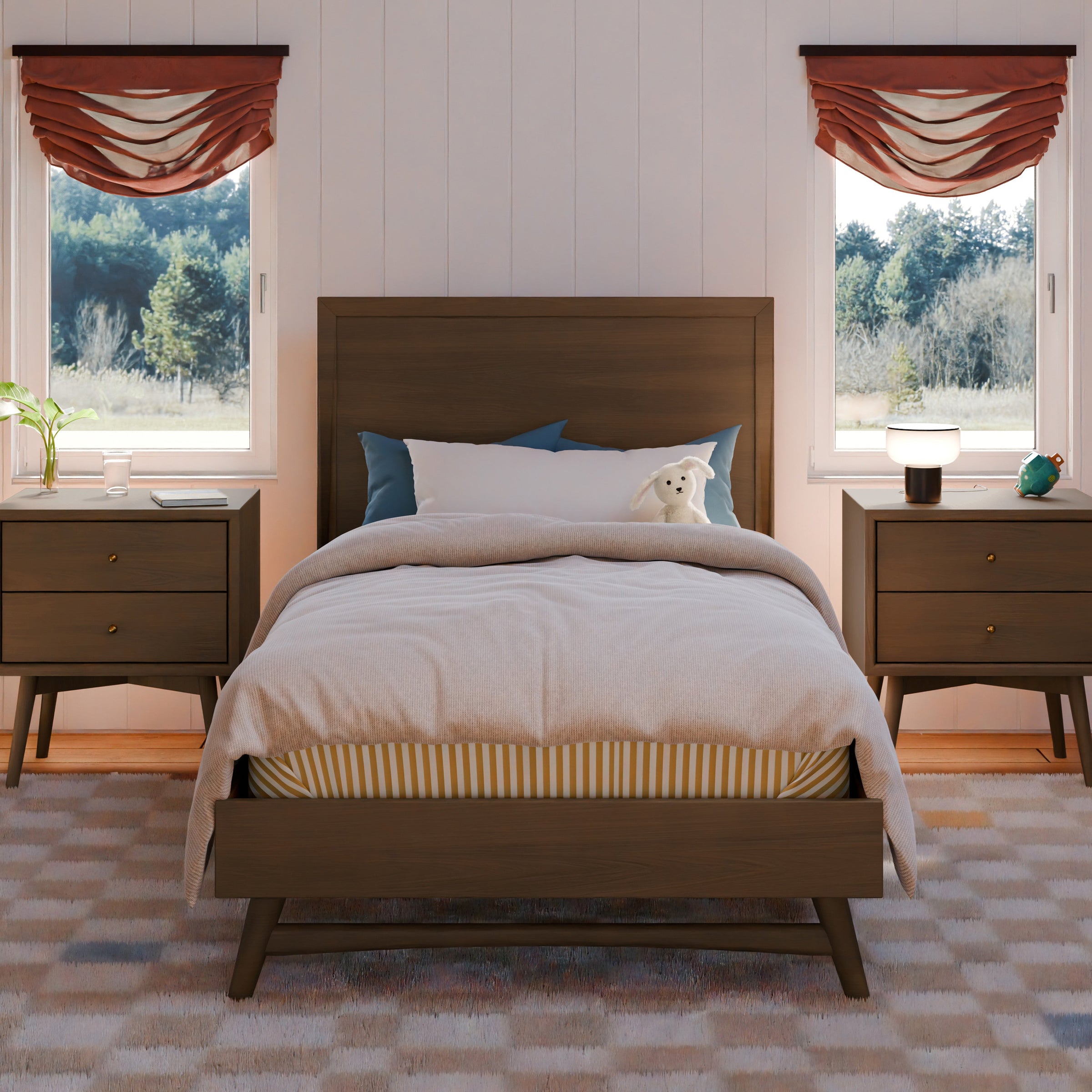 M15969NL,Palma Twin Bed in Natural Walnut