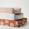 T28037,Daisy Quilted Muslin Changing Pad Cover in GOTS Certified Organic Cotton